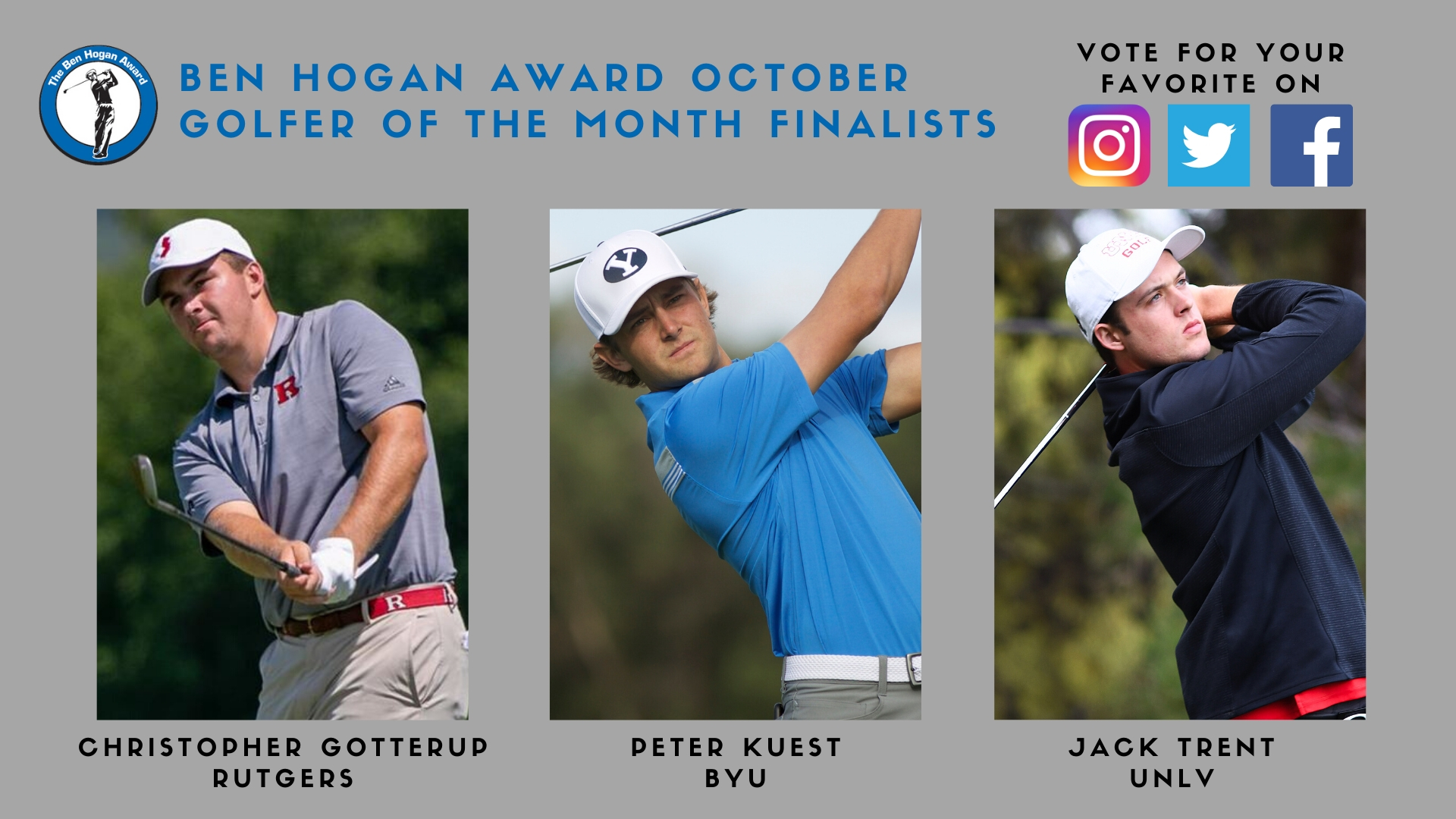 Hogan Award October Golfer of the Month Finalists Revealed