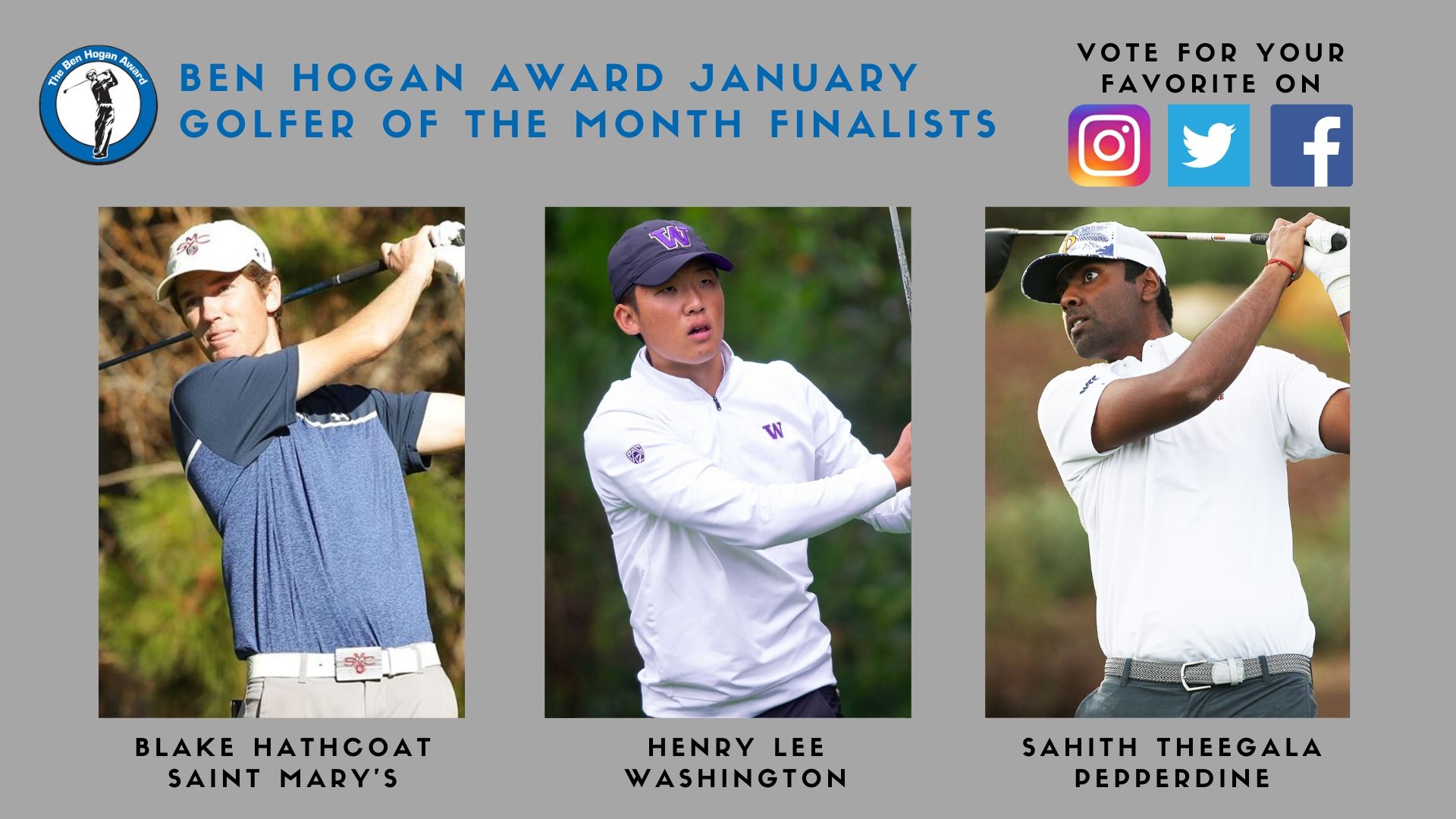Three Seniors Named January Golfer of the Month Finalists