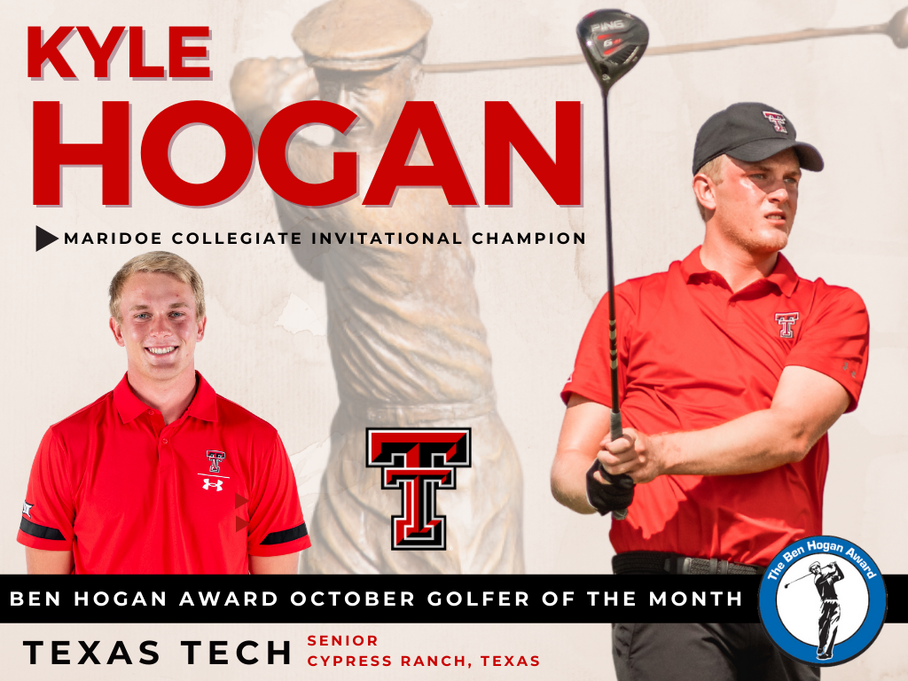 Texas Tech’s Hogan Named Golfer of the Month