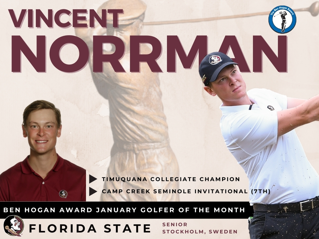 Florida State’s Norrman Voted Ben Hogan Award Golfer Of The Month