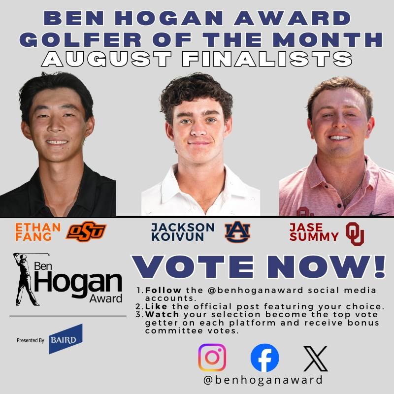 Top Trio Named Ben Hogan Award Monthly Finalists